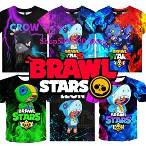 소년 여름 티셔츠 티셔츠 Brawl-Stars 애니메이션 피규어 레온 만화 캐릭터 어린이 코스프레 의상 크로우 티셔츠 크리스마스 선물