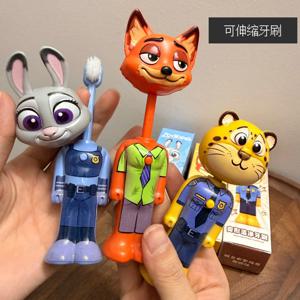 디즈니 Zootopia 확장형 칫솔 귀여운 닉 주디 애니메이션 피규어 변형 가능한 부드러운 칫솔 미세한 칫솔모 어린이 선물