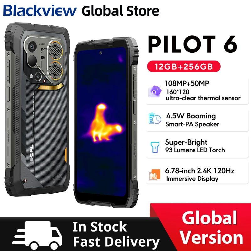 블랙뷰 오스칼 파일럿 6 러기드폰 6.78인치 2.4K 120Hz 디스플레이 열화상 카메라 10000mAh 12GB 256GB 4.5W 98dB 스피커 휴대폰