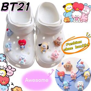 BT21 쿠키홀 DIY 창의적인 액세서리 만화 귀여운 슈키 망 치미 신발 버클 3D 신발 꽃 장식 탈부착 가능한 선물