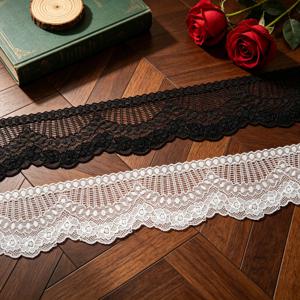 우아한 꽃무늬 레이스 트림, 블랙/화이트 선택 가능, 폭 2.36인치, 의류, DIY 공예, 테이블보, 웨딩 장식용