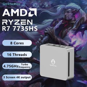 젠머신 AMD 라이젠 7 7735HS 미니 PC 3.2GHz USB4 2.5G LAN DDR5 미니 PC 게이밍 54W 8코어 16스레드 윈도우 11 24G 256G 미니 PC