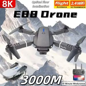 E88 프로페셔널 광각 RC 드론 HD 8K VR WIFI FPV 카메라 모드 접이식 헬리콥터 항공기 쿼드콥터 드론 어린이 선물 장난감