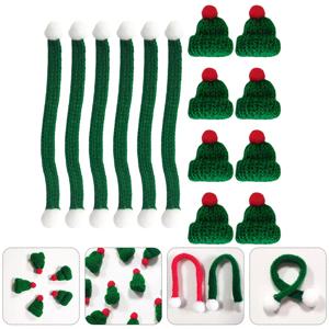 20Pcs 미니 크리스마스 니트 모자와 스카프 세트 DIY 모직 장식품 전화 가방 신발 모자 액세서리 크리스마스 용품 휴일