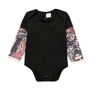 아기 바디수트 문신 프린트 락 6M-24M 면 유아용 긴 소매 바디수트