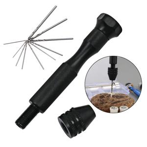 0.3-3.4mm 블랙 펀칭 도구 10개 트위스트 드릴 수동 세트 (호박, 천안석, 다이아몬드, 보리, 호두류 가공용)