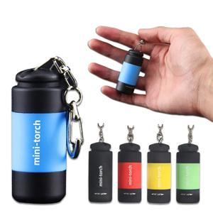 미니 USB 충전식 손전등 키 체인 토치 손가락 라이트 캠핑 라이트 야외 독서 의사에 적합