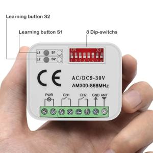 범용 차고 문 수신기 300-900MHz AC/DC 9-30V 게이트 원격 제어 스위치 모듈 릴레이 433MHz 868MHz