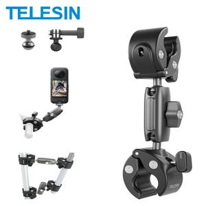 TELESIN 오토바이 자전거 카메라 홀더 Insta360 RS X2 X3 GoPro 12 11 10 액세서리 용 보이지 않는 Selfie 스틱 핸들 바 마운트