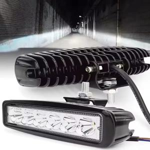 1/2개 12V 자동차 LED 라이트 바 18W 6000K 초고휘도 자동차 LED 작업등 IP67 방수 플러드 스팟 라이트 화이트 오프로드 헤드라이트