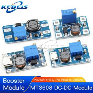 MT3608 DC-DC 조정 가능한 부스트 모듈 2A 부스트 플레이트 스텝업 모듈 TYPE-C 마이크로 USB 2V-24V ~ 5V 9V 12V 28V