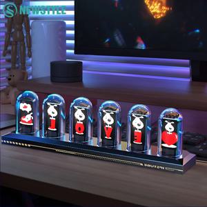 Nixie 튜브 시계 야간 조명 IPS RGB 글로우 컬러 App 제어 DIY 스크린 침실 용 디지털 튜브 시계