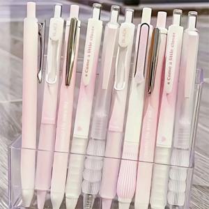 5개 세트 시크 핑크 블러쉬 리트랙터블 젤 펜 0.5mm 세밀한 펜촉 블랙 잉크 - 일상 사무용으로 완벽한 부드러운 필기 용품