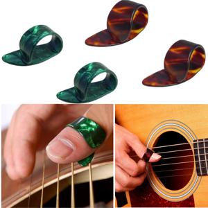 4Pcs 기타 엄지 추천 및 손가락 추천, 2 색 셀룰로이드 플랫 Thumbpicks/기타 교체 악기 연주 액세서리