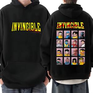 Invincible Mark Superhero 양면 프린트 후드 남성 여성 하라주쿠 의류 양털 긴 소매 애니메이션 힙합 streetwear