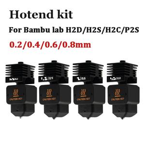새로운 고품질 P2S H2D H2S H2C 핫엔드 키트(0.2/0.4/0.6/0.8mm 경화강 노즐 포함) - 밤부 A1/A1mini용 교체 핫엔드 키트