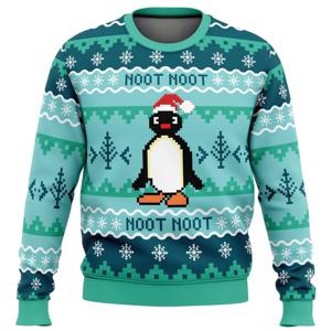 귀여운 NOOT NOOT 크리스마스 펭귄 3D 프린트 어글리 크리스마스 스웨터 남성용 풀오버 크루넥 가을 겨울 홈 캐주얼 스웨트셔츠