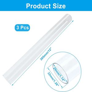 0.87인치(22mm) 내경 x 1인치(25mm) 외경 x 12인치(305mm) 길이 경질 튜브 플라스틱 폴리카보네이트 튜브, 3개 원형 투명 파이프