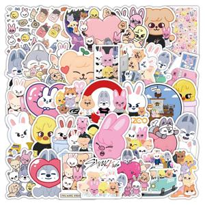 54pcs Skzoo Stray Kids 한국어 귀여운 Stray Boy 스티커 방수 문구 스케이트 보드 워터 컵 방수 장식