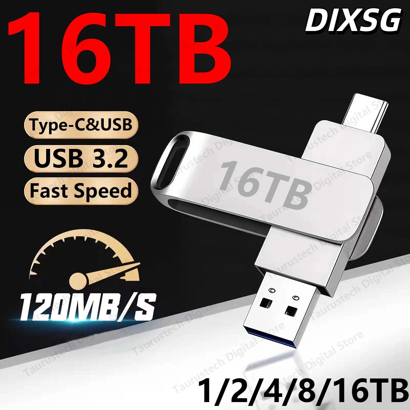 DIXSG Xiaomi 16TB 플래시 드라이브 USB 3.2 U 디스크 2TB 고속 금속 펜드라이브 방수 Type-C 메모리아 USB 스틱 USB 드라이브