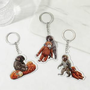 펀치 몽키 아크릴 키체인, 원숭이 애호가 가방 참, 여성용 생일 선물, 배낭용 키체인, 고양이 열쇠고리