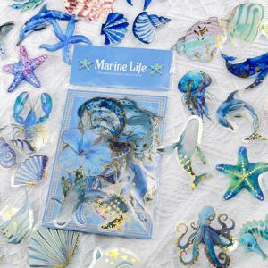 50/100PCS 투명 PET 장식 스티커 세트 해양 생물 DIY 노트북 물컵 가방 핫 스탬핑 장식 스티커
