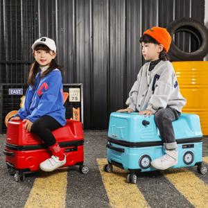 차량 탑승형 캐리어/어린이용 트롤리 캐리어, 아기가 앉을 수 있는 전방향 회전 바퀴가 달린 여행 가방