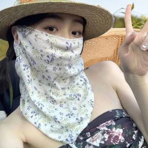꽃무늬 여름 자외선 차단 마스크 풀페이스 자외선 차단 여성용 얇은 커버 페이스 베일 마스크 넥 프로텍터핫