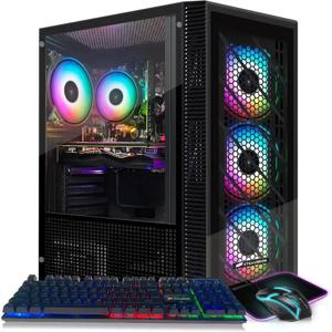 게이밍 PC 데스크탑, 라데온 RX 580 8G GDDR5, 10세대 G5905 3.5G, 16G 램, 512G SSD, WiFi, BT 5.0, RGB 팬 x 4, RGB 마우스 패드