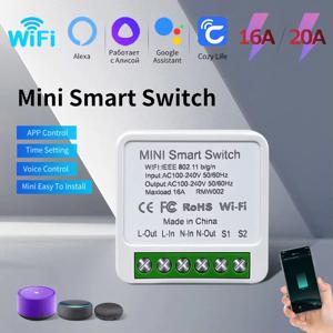 16A/20A WiFi 미니 스마트 스위치 모듈 양방향 제어 아늑한 생활 APP 원격 제어 Alexa Google 홈 자동화 음성 제어