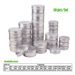 10pcs 알루미늄 주석 금속 용기 5g 10g 15g 20g 30g 50g 60g 100g 화장품 페이스 아이 크림 포장 빈 수 립밤 캔들 항아리