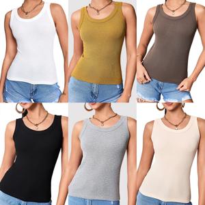 1/3 Pcs 숙녀 솔리드 \ 서스펜더 조끼 섹시한 라운드 넥 민소매 티셔츠 편안하고 세련된 여성과 청소년 조끼