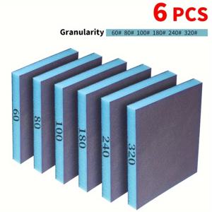 6PCS 샌딩 스폰지 60-320 그릿 금속 목재 연마 연마 도구에 대 한 빨 및 재사용 가능한 습식 건식 샌딩 블록 120*96*50mm