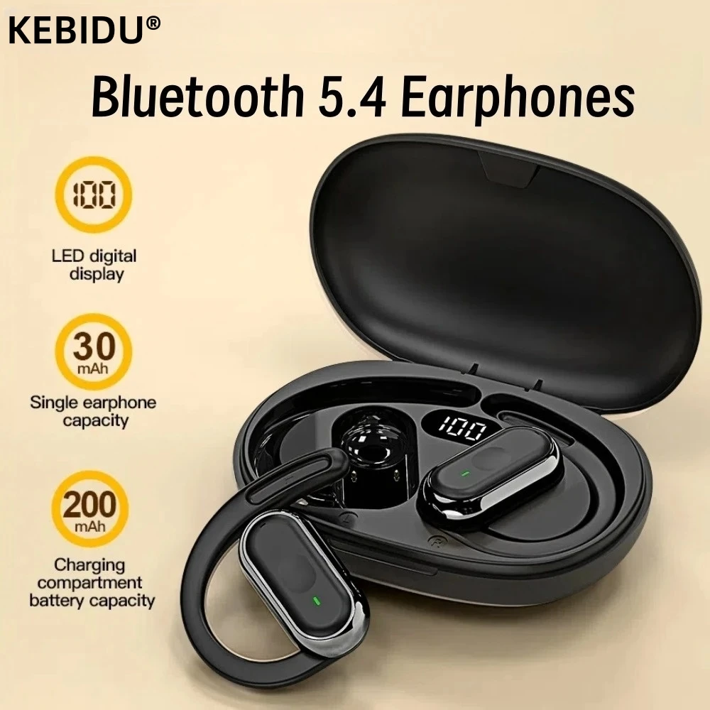 Bluetooth 5.4 이어폰 IPX7 방수 20시간 무선 헤드폰, ENC 소음 차단 마이크 포함 스포츠 운동 체육관용 딥 베이스