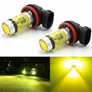 H11 H8 슈퍼 브라이트 LED 전구 3000K 노란색 100W 1500LM DRL 안개등 20-SMD 2개