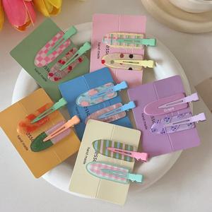 2/4개 캔디 컬러 과일 헤어 뱅 클립 여름 헤어핀 구김 없는 아크릴 바레트 헤어 사이드 클램프 소녀 헤어 액세서리