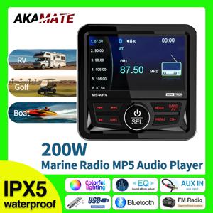    RV 라디오 해양 스테레오 스퀘어 보트 라디오 스피커 FM AM 안테나 방수 IPX5 블루투스 멀티미디어 플레이어 MP5