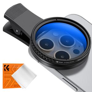 K&F CONCEPT 52mm 클립온 CPL 원형 편광 스마트폰 카메라 렌 필터 키트 아이폰 16 15 14 샤오미 외 조절식 클램프로 호환