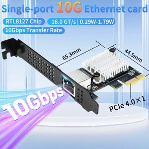 10G 이더넷 네트워크 카드 1 포트 PCIe 4.0 X1 10G RJ45 랜 카드 리얼텍8127(PXE) 멀티 기가비트 네트워크 속도