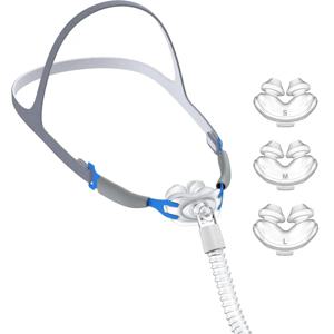 비강형 CPAP 마스크 풀 세트: 비강 마스크, 헤드기어, 소프트 튜브-쉽게 연결, 누수 방지, 추가 구매 불필요 | 홈/프로 브리딩