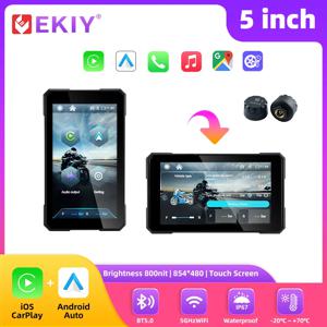 EKIY 5인치 오토바이 카플레이 GPS WiFi 모토 내비게이션 무선 카플레이 무선 안드로이드 오토 모터 회전 스크린