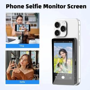 무선 모니터 후방 카메라 화면 스마트폰 셀카 자석 화면 브이로그 라이브 스트림 비디오 녹화 야외 셀카 도구