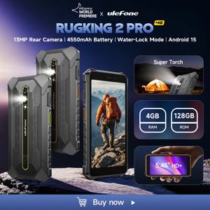 【세계 최초 공개】Ulefone RugKing 2 Pro AI 러기드 폰 안드로이드 15 4G 128GB ROM 방수 스마트폰 NFC 5.45인치 4G 글로벌 4550mAh