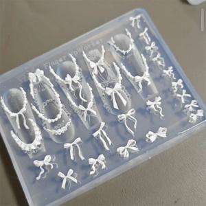 DIY 디자인 실리콘 리본 비즈 체인 리본 3D 아크릴 몰드 네일 아트 장식 네일 아트 몰드 템플릿 네일 참용