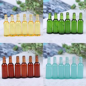 6Pcs 1:12 인형 집 미니어처 맥주 와인 음료 병 인형 주방 액세서리