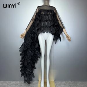 WINYI 여름 케이프 섹시 여성 탑 아우터 타워 불규칙 소매 탑 단색 패션 판초