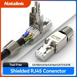 Natalink Cat8 Cat7 Cat6a 커넥터 RJ45 도구 없이 재사용 가능한 차폐 이더넷 케이블 이지 잭 RJ45 모듈러 종단 플러그