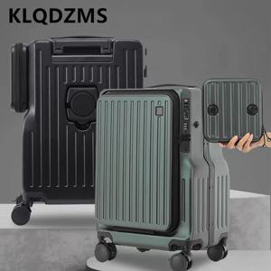 KLQDZMS 20인치 ABS+PC 노트북 캐빈 수하물 가방 다기능 전면 개방형 탑승용 가방 USB 충전 트롤리 케이스