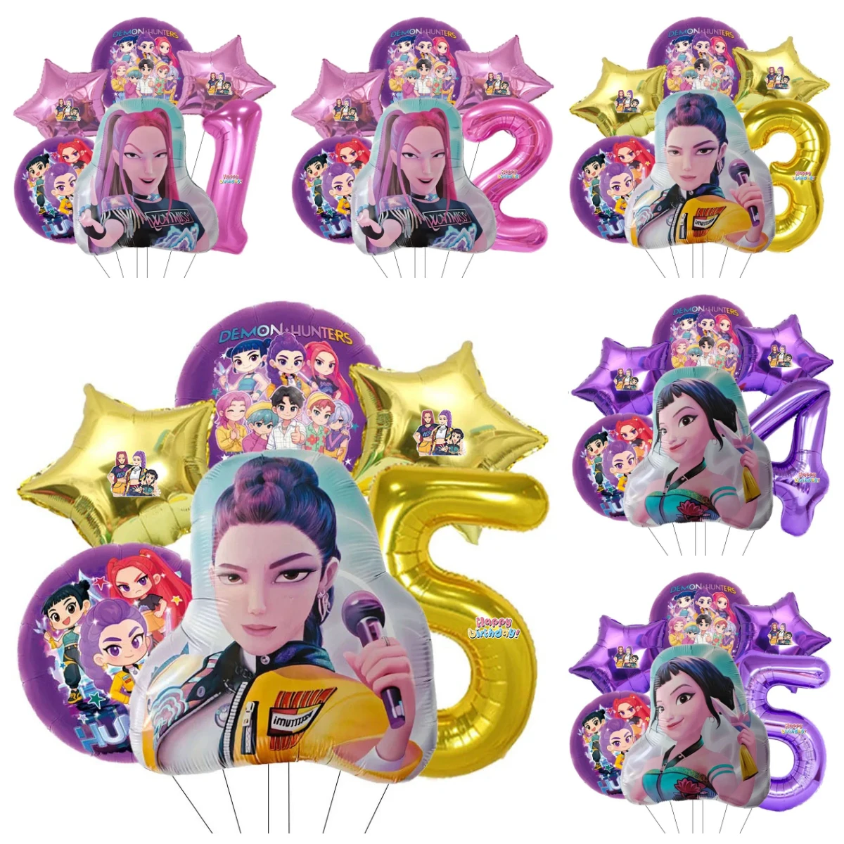 6pcs 음악 소녀 어린이 생일 파티 장식 공 번호 자리 0-9 풍선 세트 베이비 샤워 파티 용품 선물 장난감