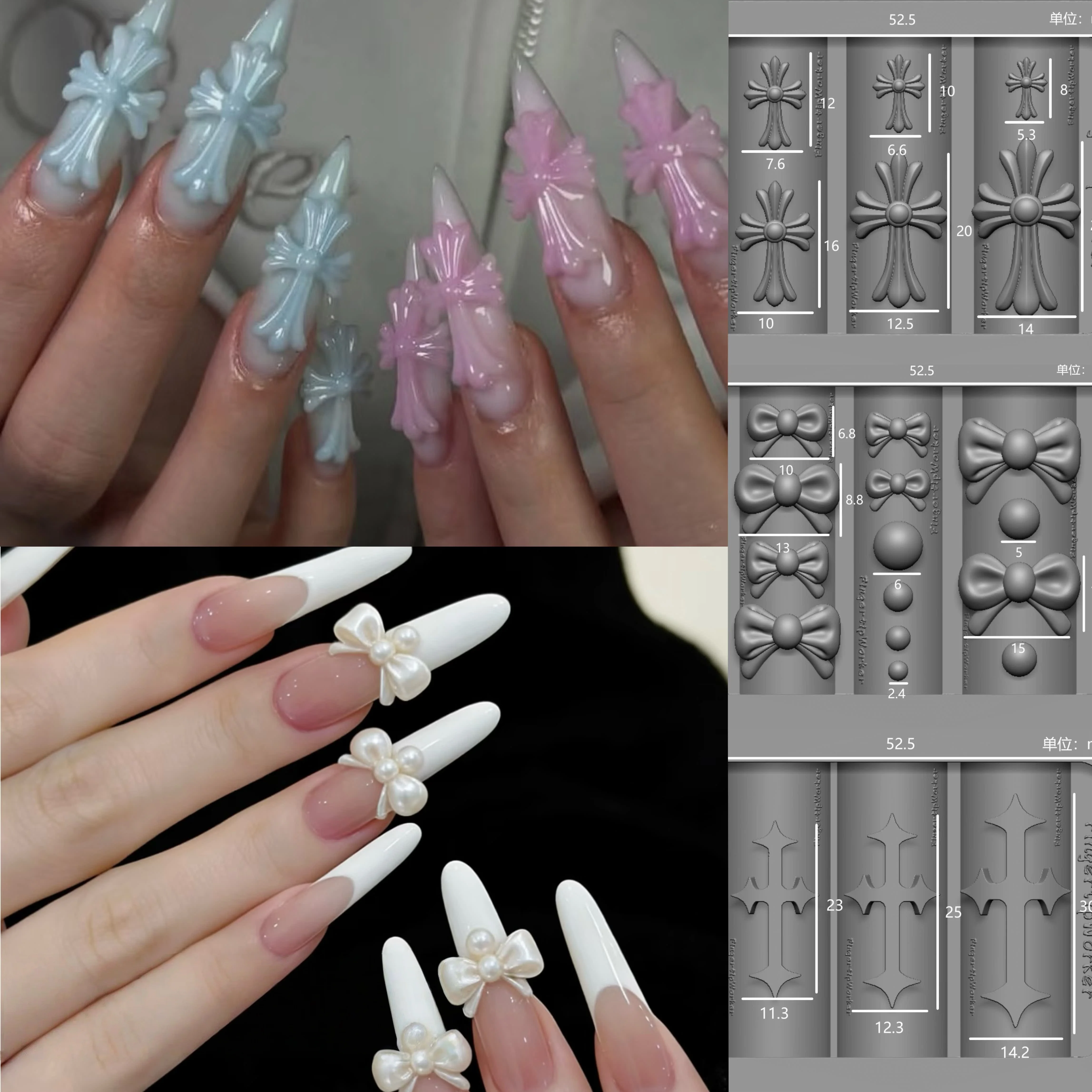 새로운 네일 아트 몰드 3D 실리콘 크로스 릴리프 조각 DIY 디자인 템플릿 스텐실 재사용 가능한 네일 부품 장식 매니큐어 도구